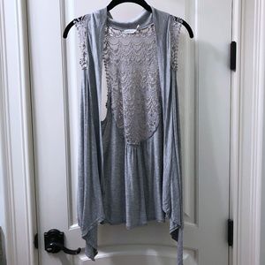 Blue Bird Grey Tank Waterfall Vest - L